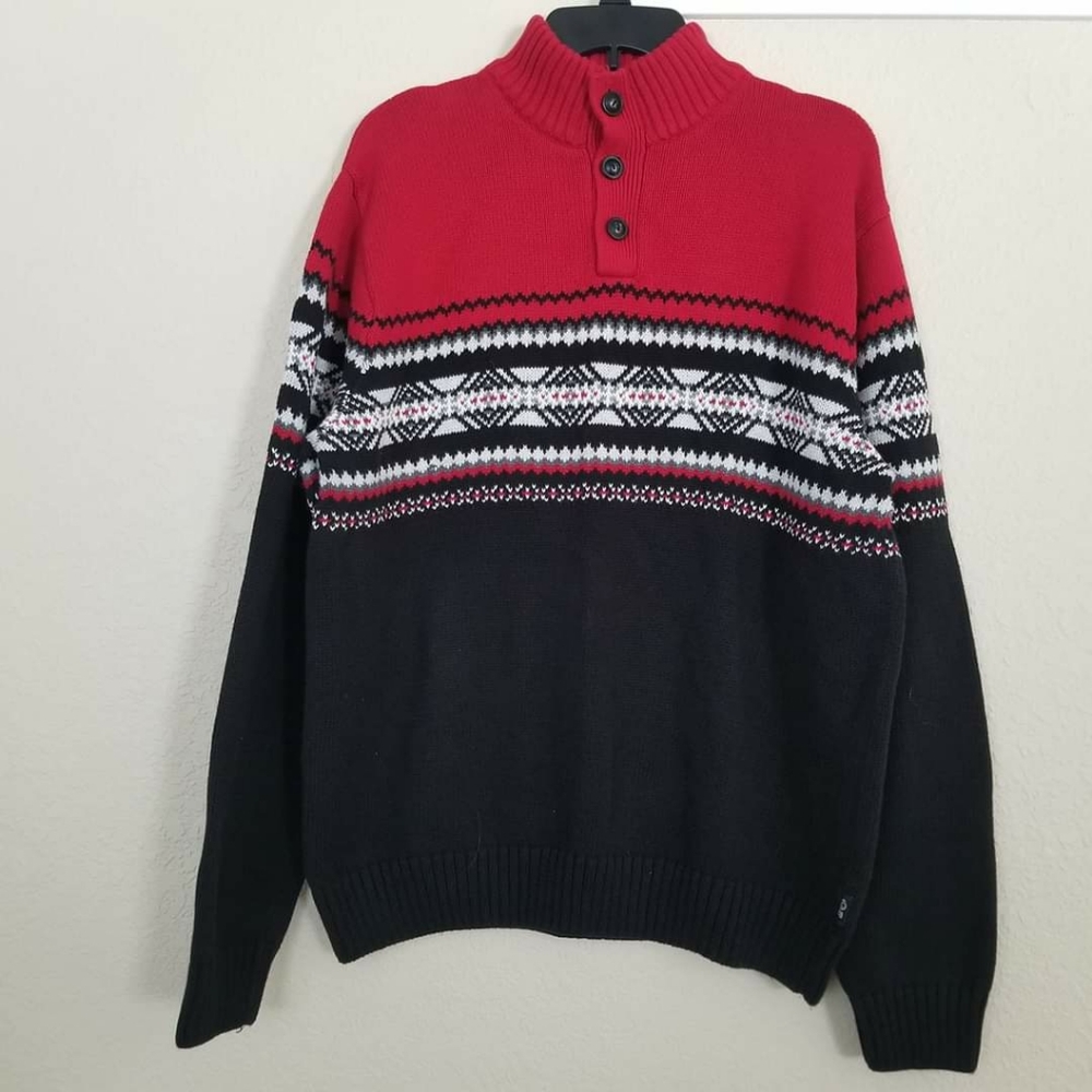 Chaps Pullover Sweater Button Mock Neck - image 6